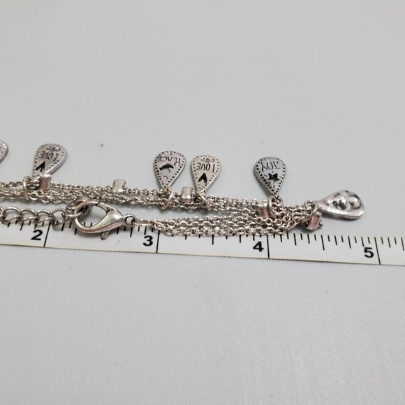 Chain Bracelet Silver Tone Charms Love Joy Peace T - Picture 8 of 8